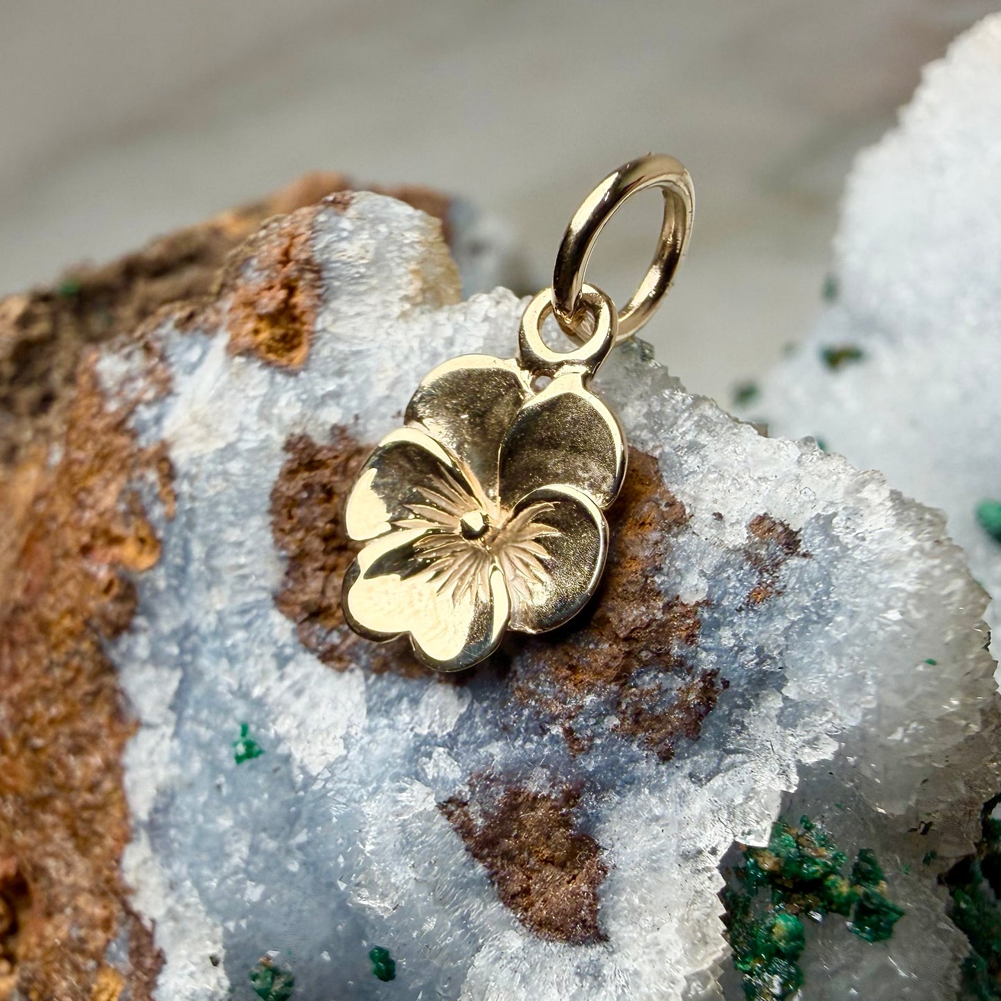 Pansy Flower Charm | 14k Yellow Gold