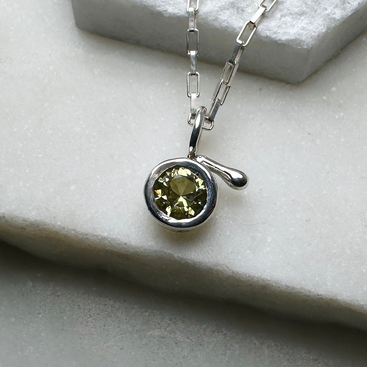 Peridot Charm Pendant | Sterling Silver