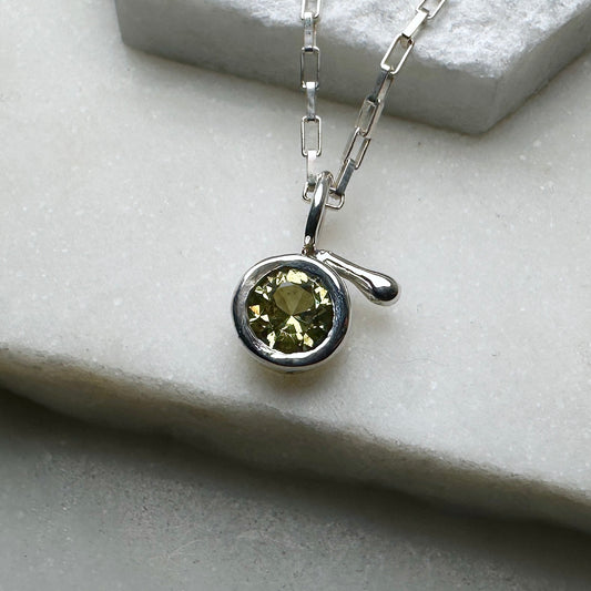 Peridot Charm Pendant | Sterling Silver