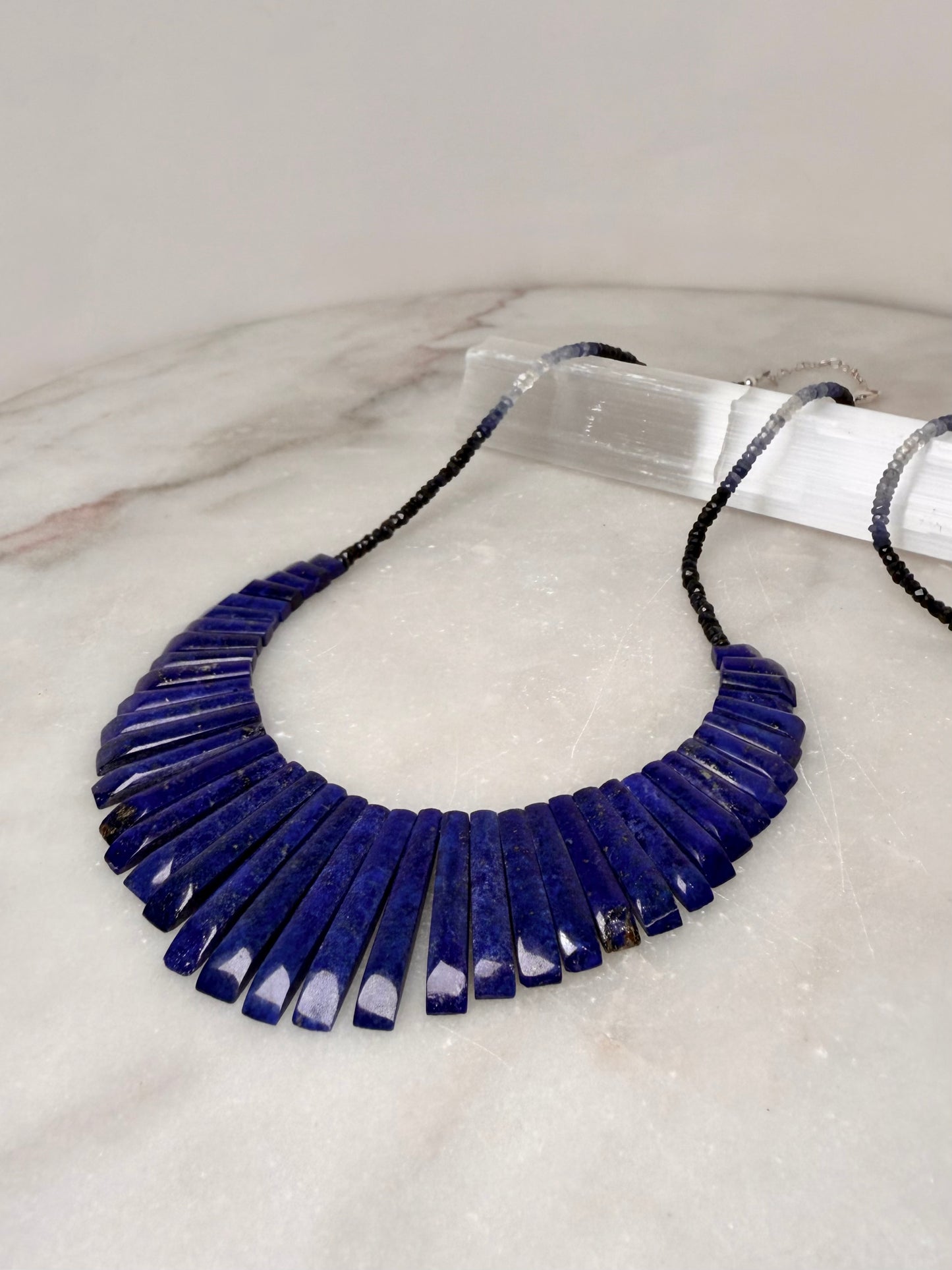 Lapis & Sapphire Ombre Statement Necklace | Sterling Silver