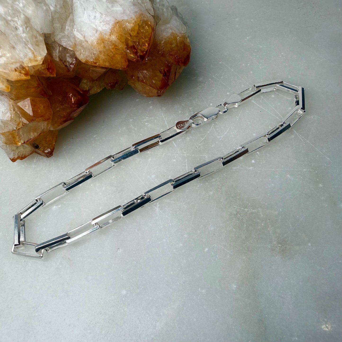 Long Box Chain Bracelet | Sterling Silver