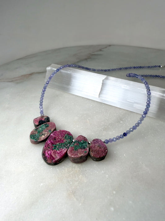 Cobalto Calcite & Tanzanite Statement Necklace | Sterling Silver