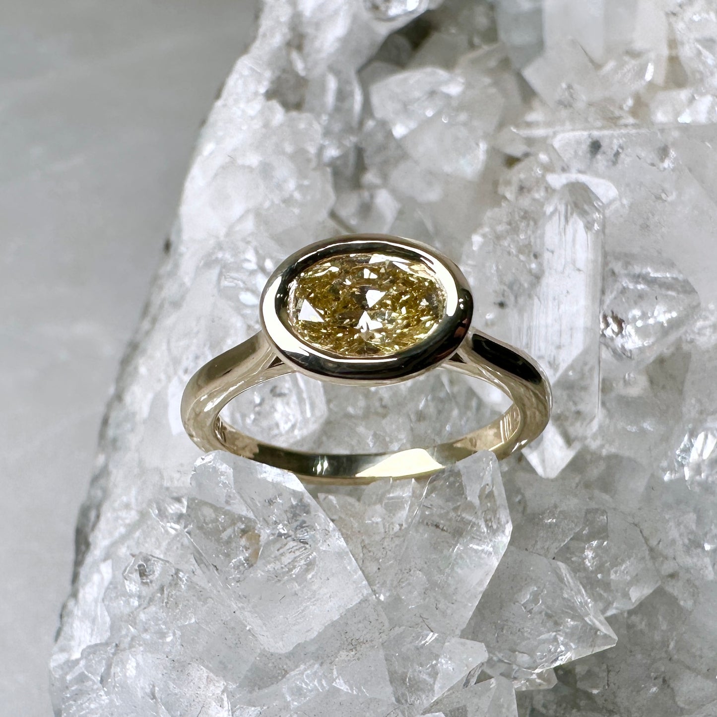 Yellow Diamond Hidden Halo Ring | 14k Yellow Gold