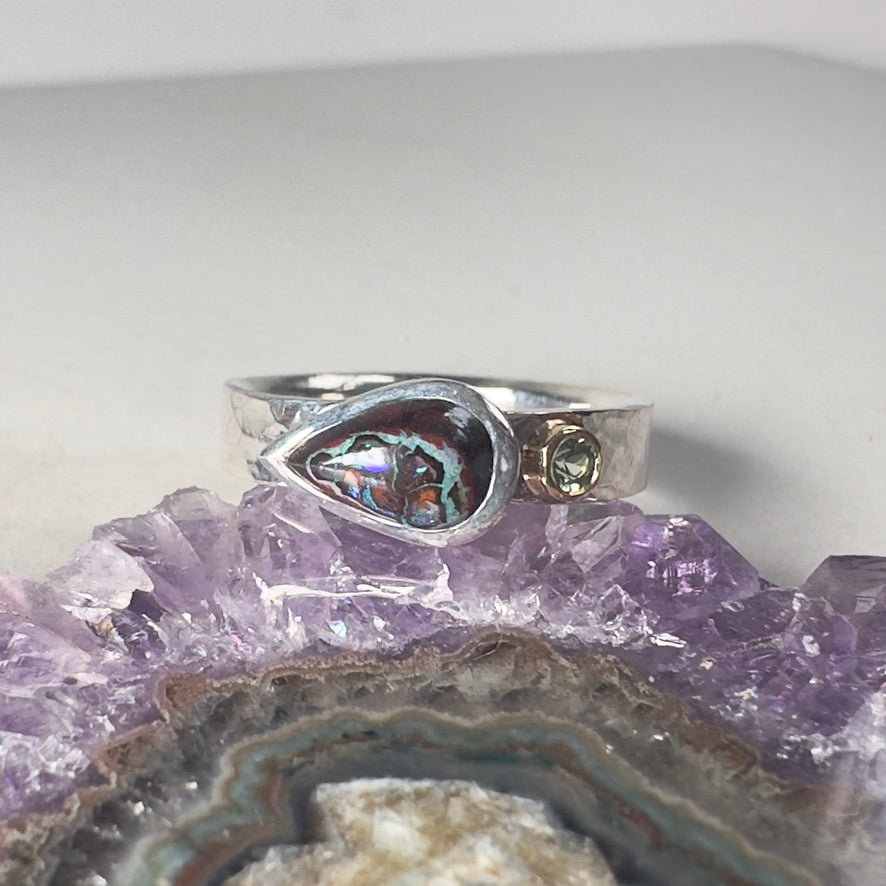 Boulder Opal & Green Sapphire Ring