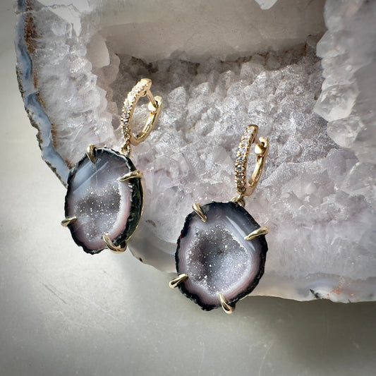 Tabasco Geode & Diamond Earrings