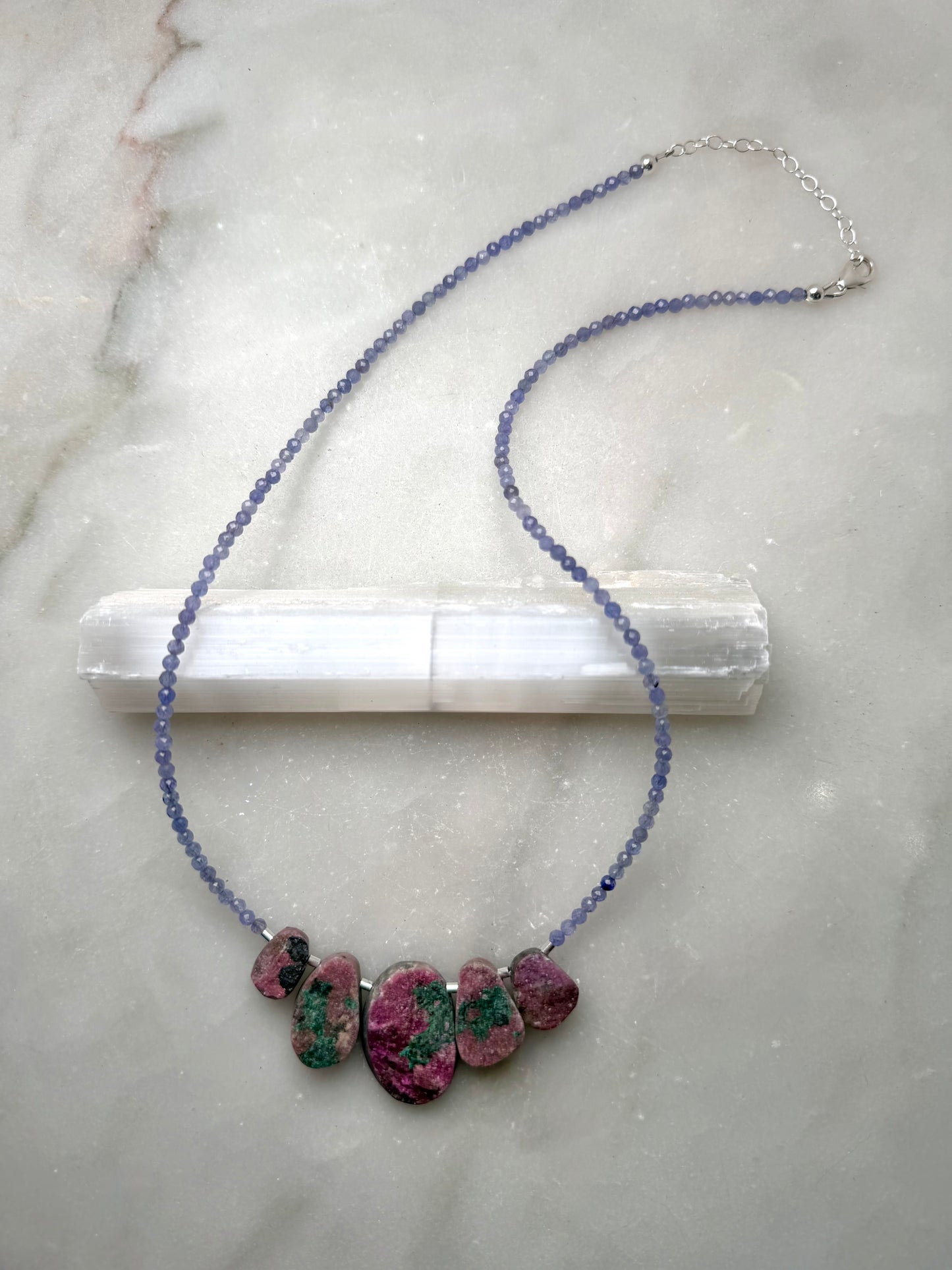 Cobalto Calcite & Tanzanite Statement Necklace | Sterling Silver