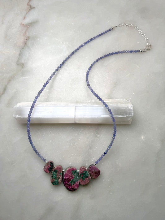 Cobalto Calcite & Tanzanite Statement Necklace | Sterling Silver