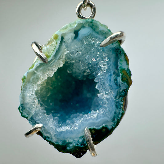 Blue-Green Tabasco Geode Earrings | Sterling Silver