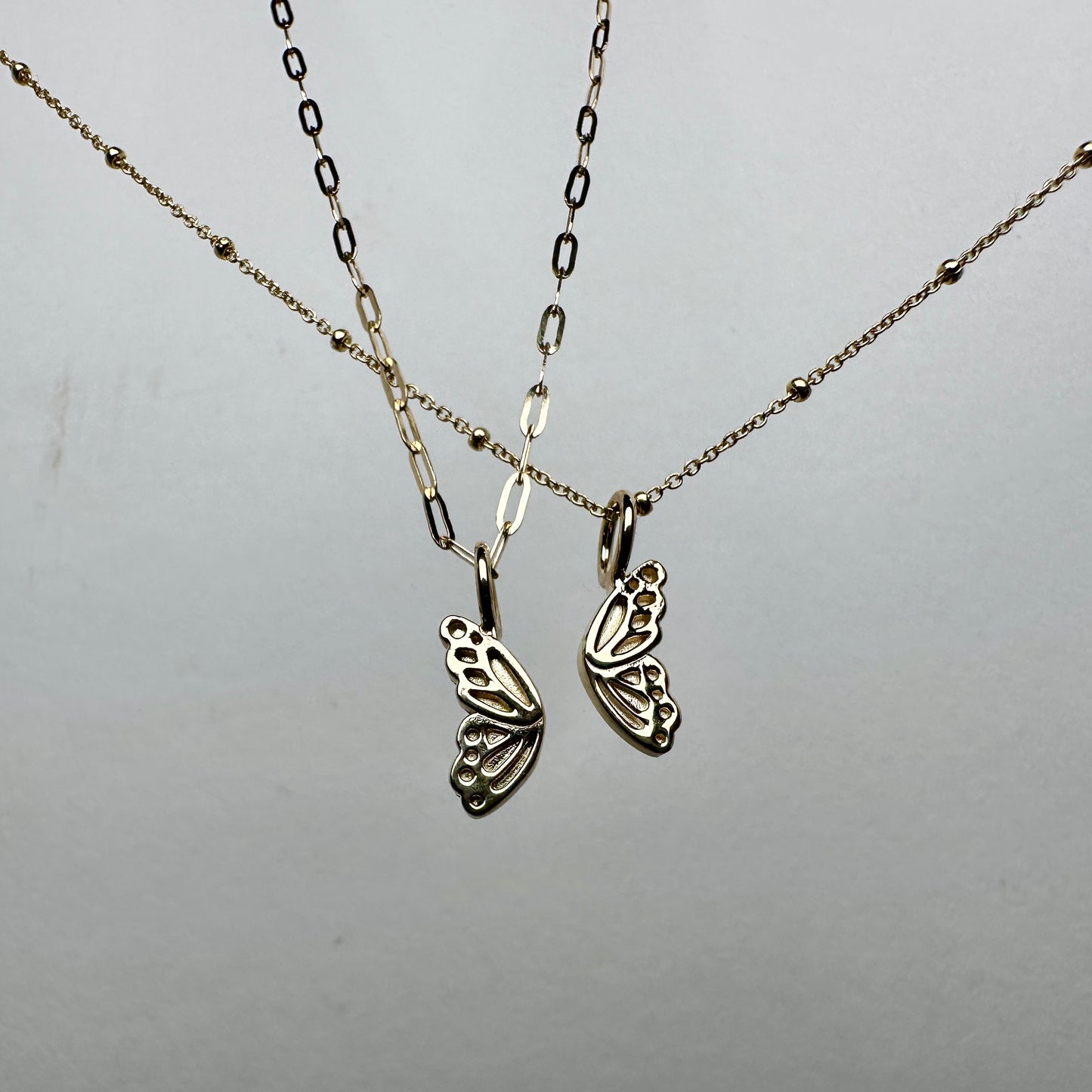 Monarch Butterfly Wing Pendant | 14k Yellow Gold