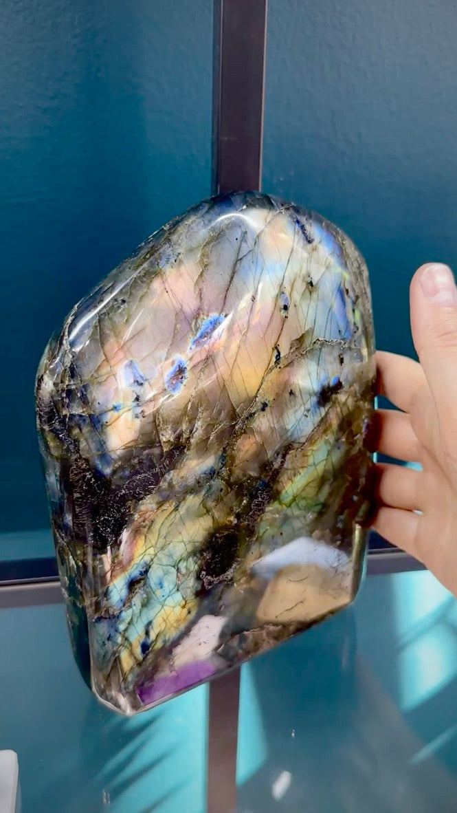 Peachy Rainbow Labradorite | Large Sized