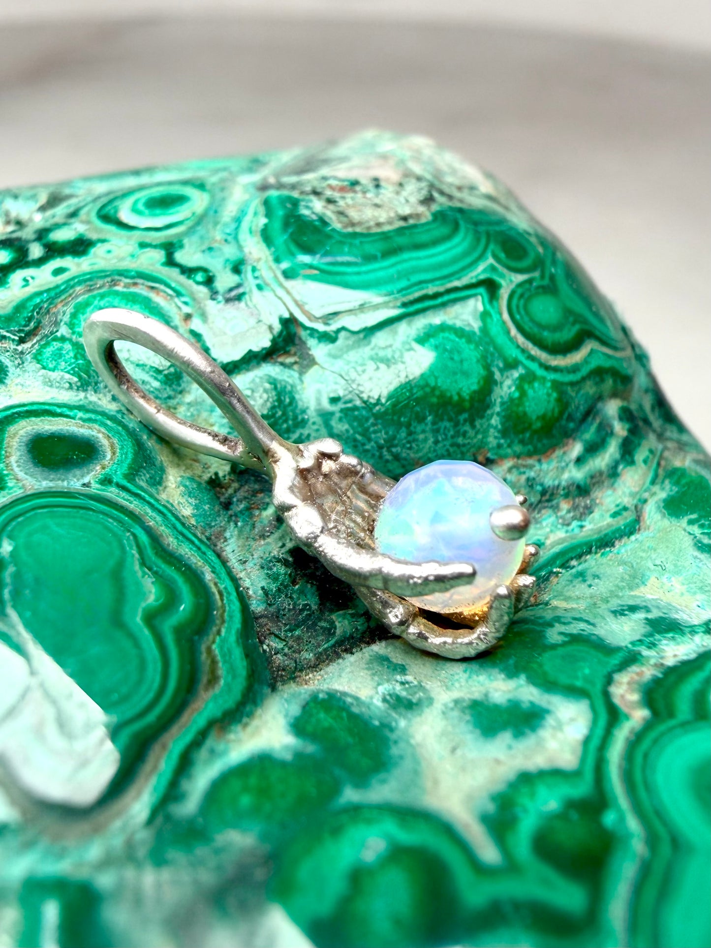 Opal Skeleton Hand Charm | Sterling Silver