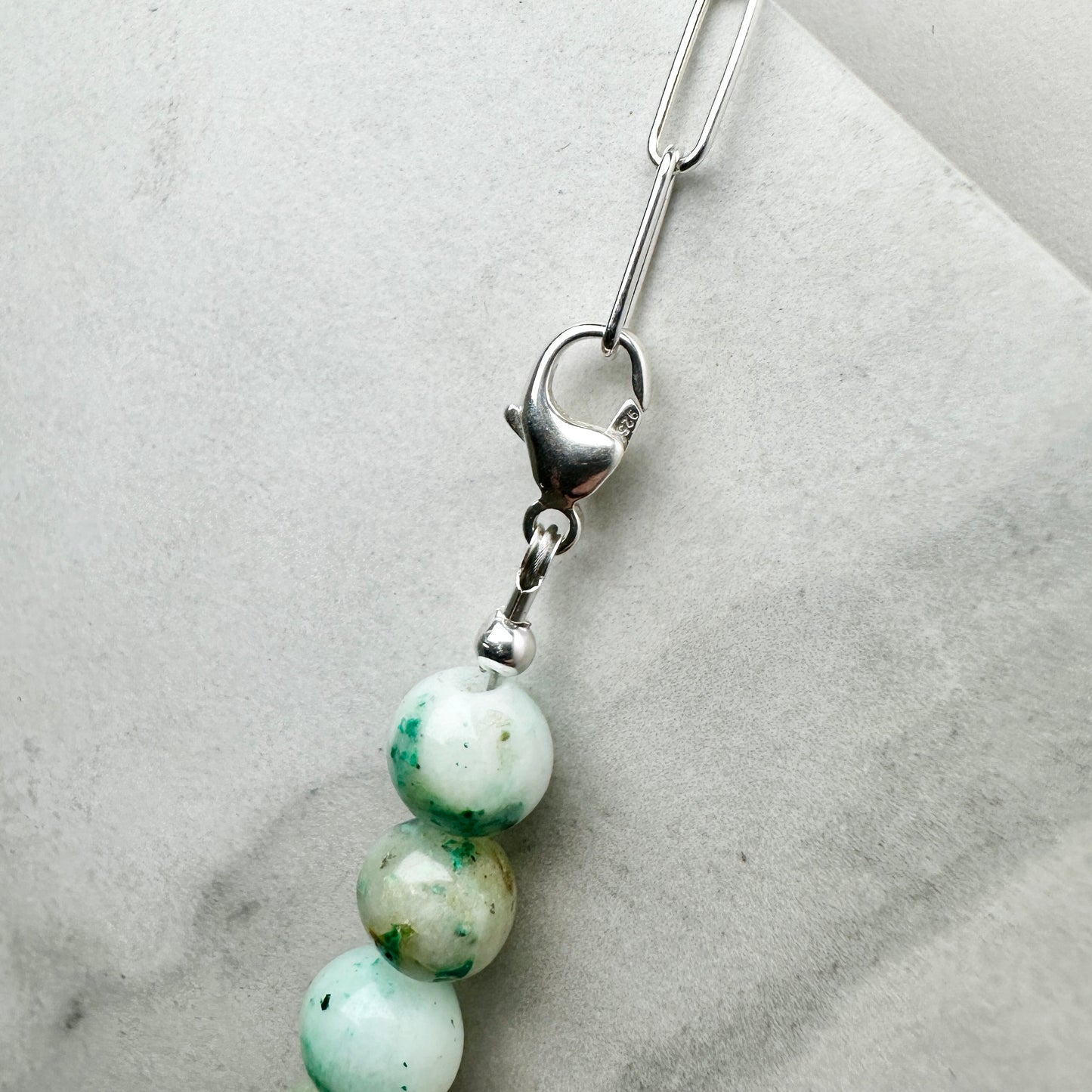 Sky Mountain Jade Beaded Necklace | Sterling Silver
