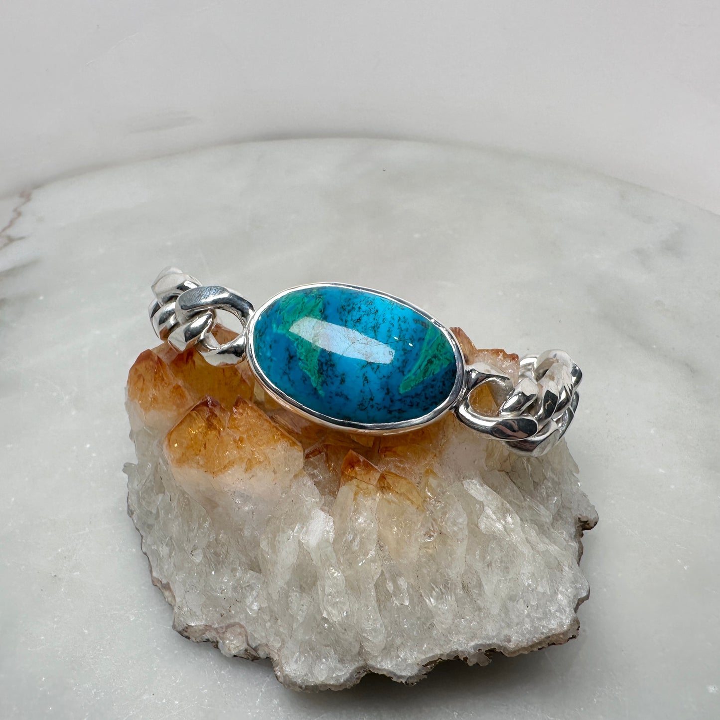 Chrysocolla Curb Bracelet | Sterling Silver
