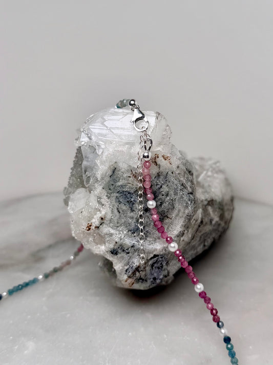 Tourmaline & Pearl Necklace | Sterling Silver