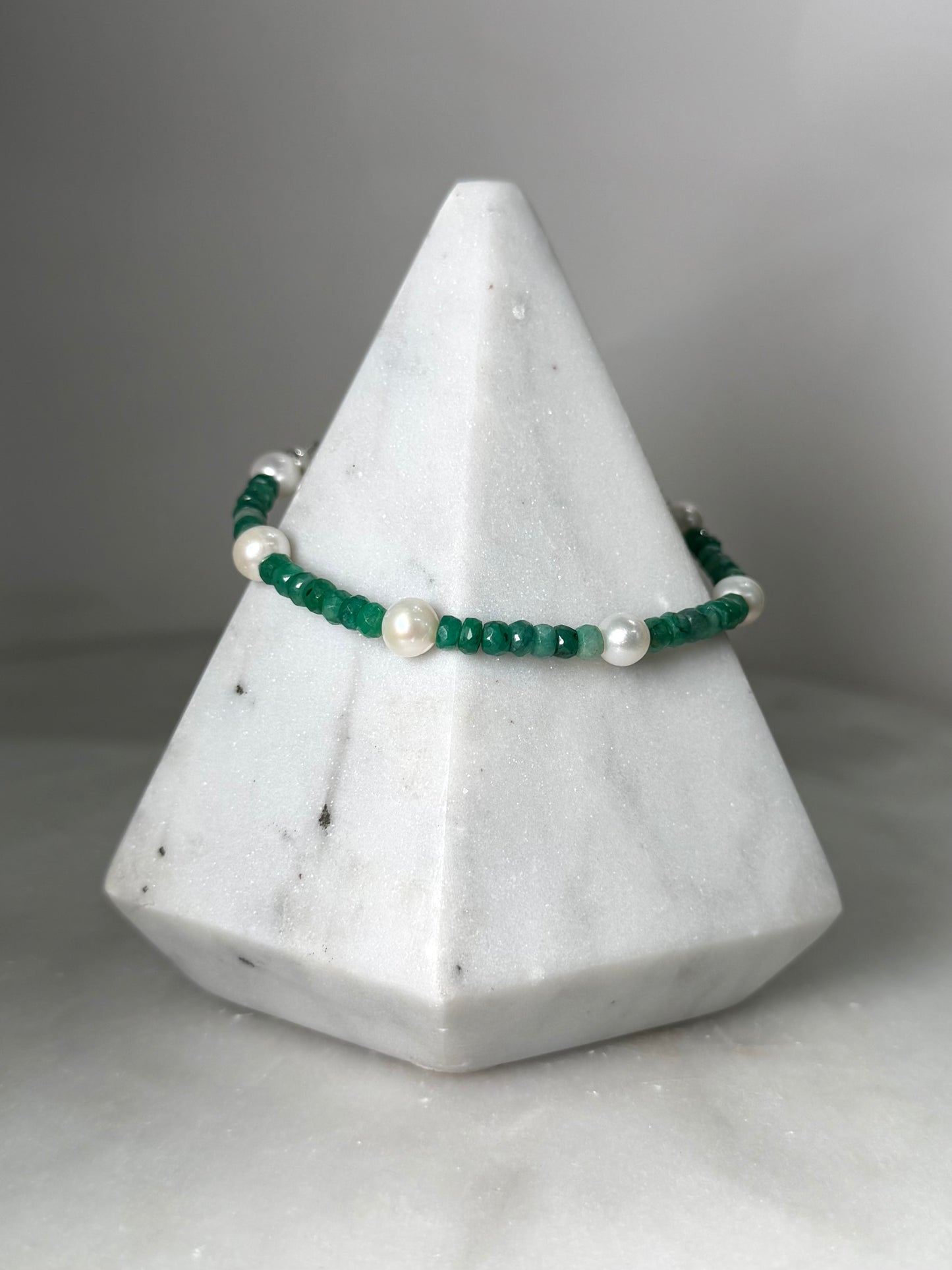 Emerald & Pearl Bracelet | Sterling Silver