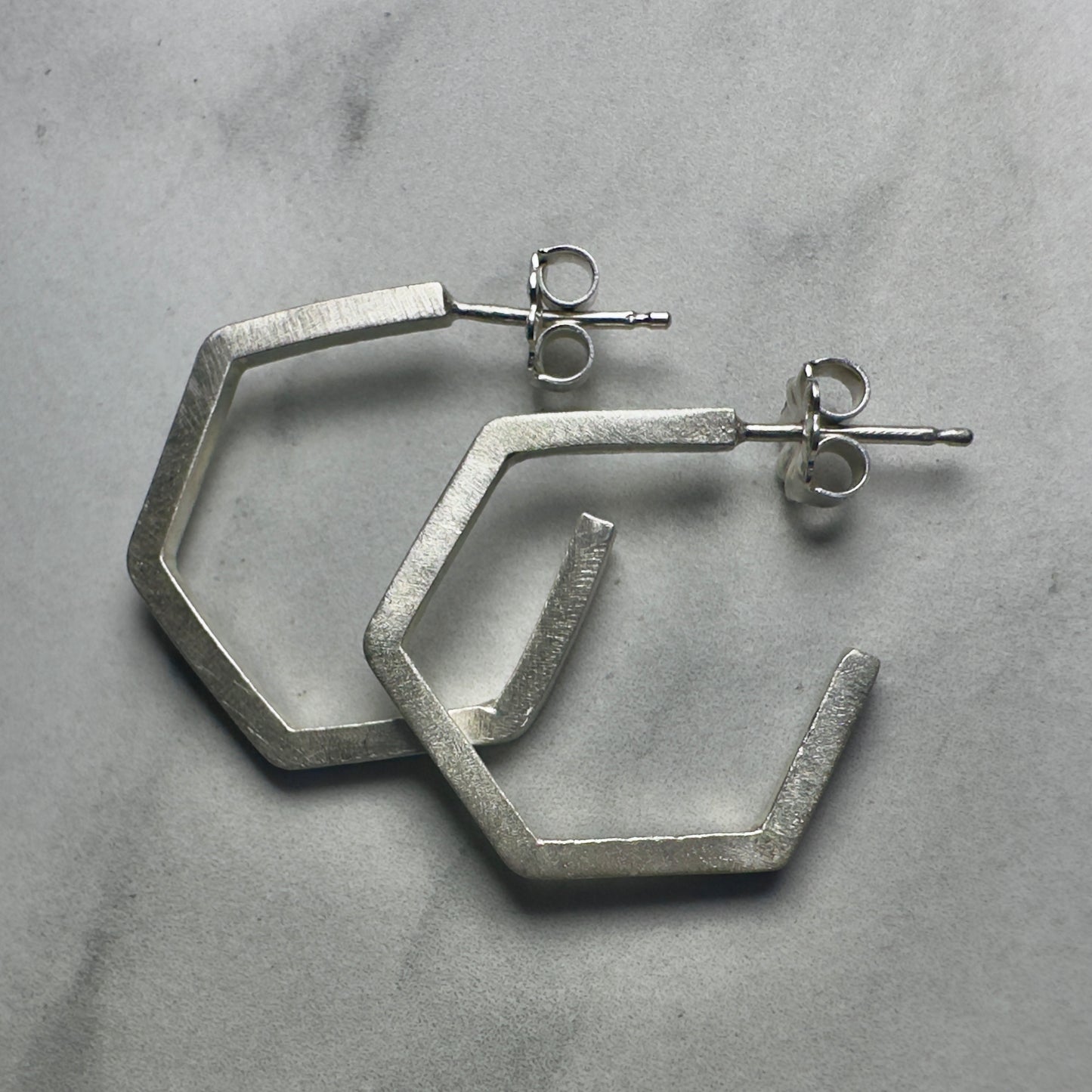 Hexagon Hoop Earrings (Medium)