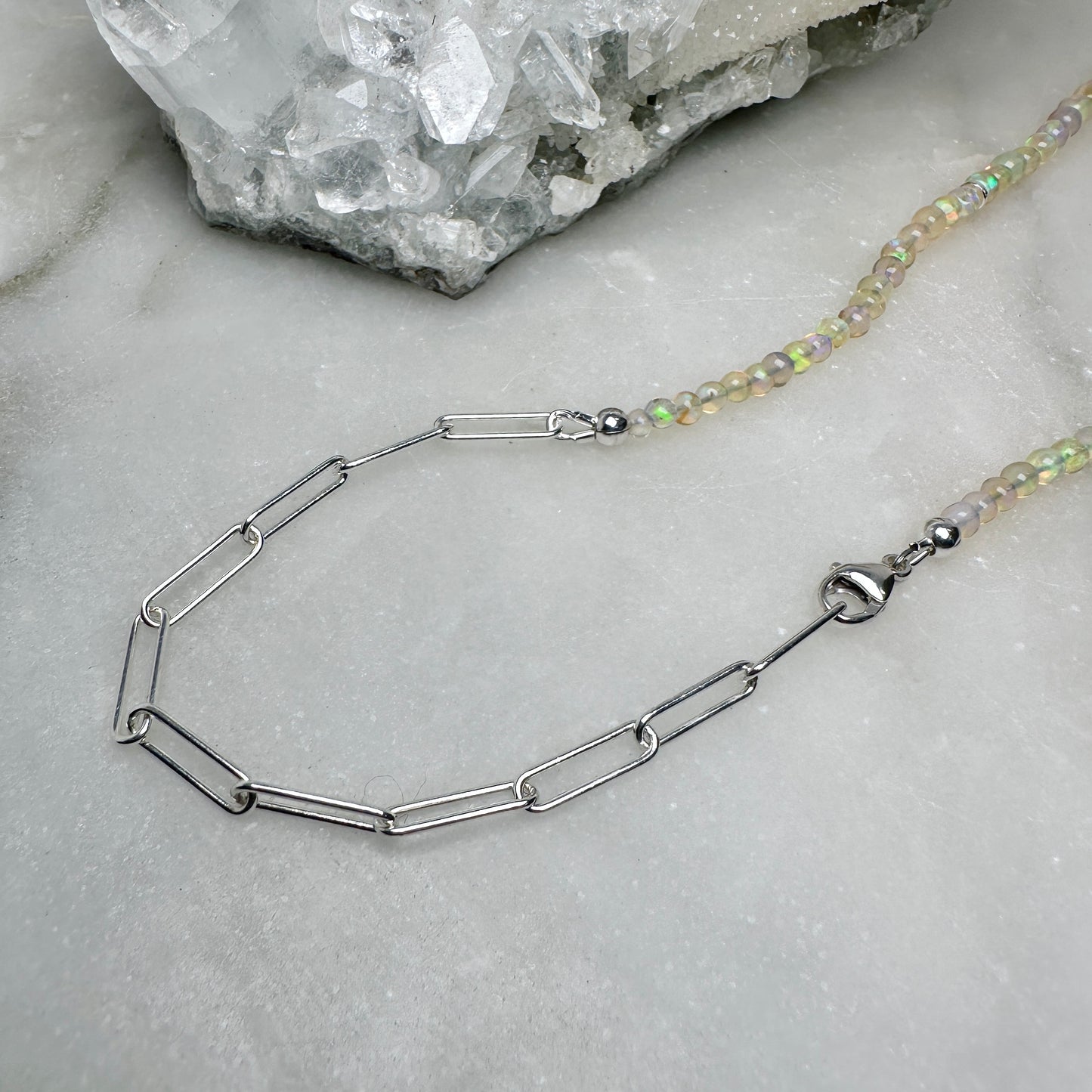 Ethiopian Opal Graduated Strand Necklace | Sterling Silver