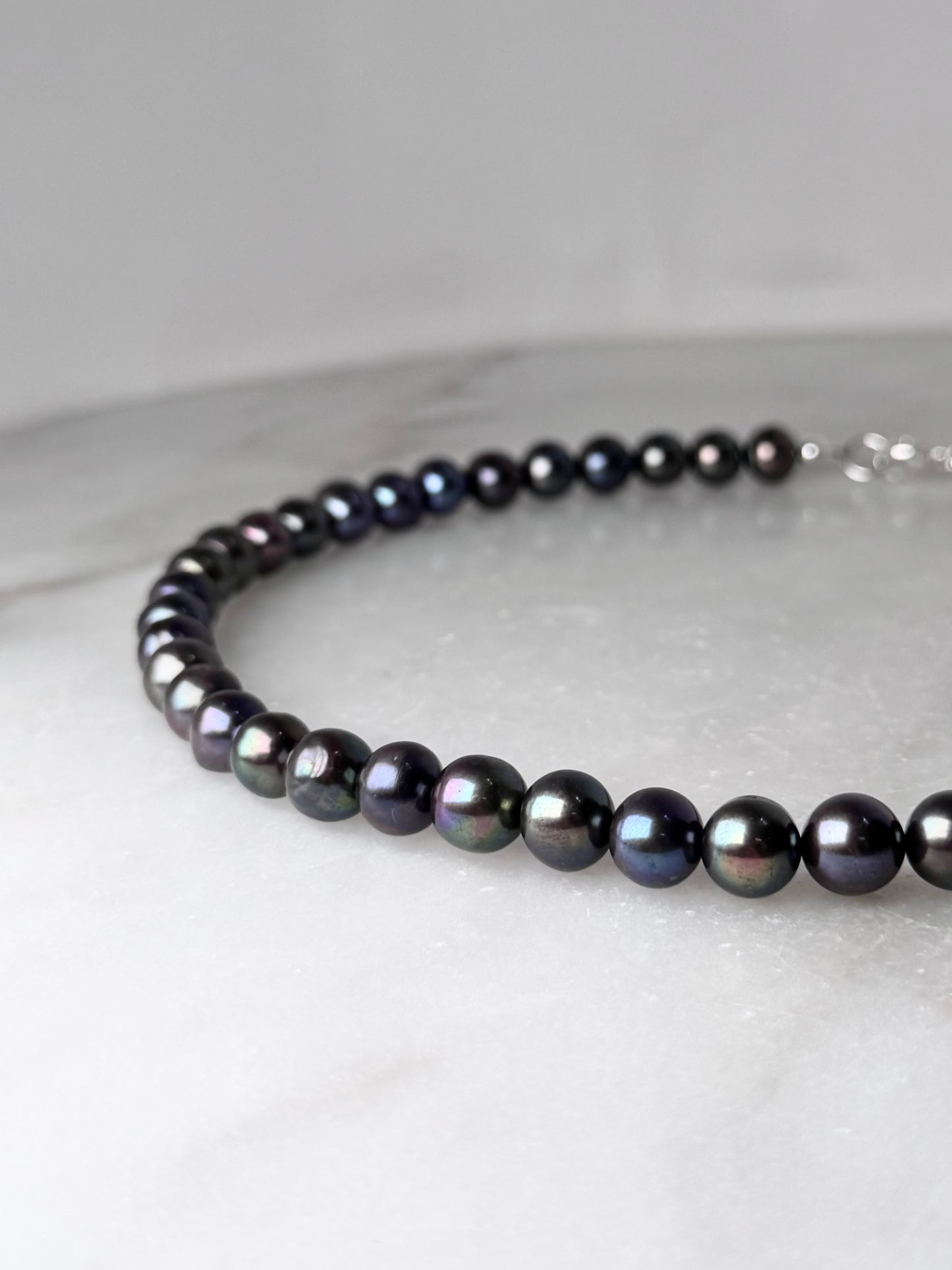 Rainbow Peacock Pearl Necklace | Sterling Silver
