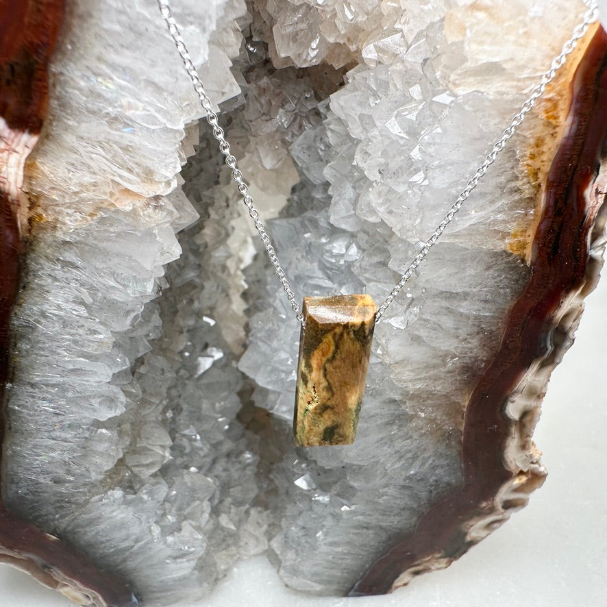 Marbled Jasper Floating Necklace | Sterling Silver