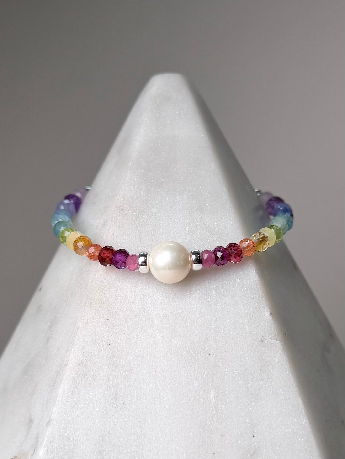 Rainbow Gemstone Bracelet | Sterling Silver