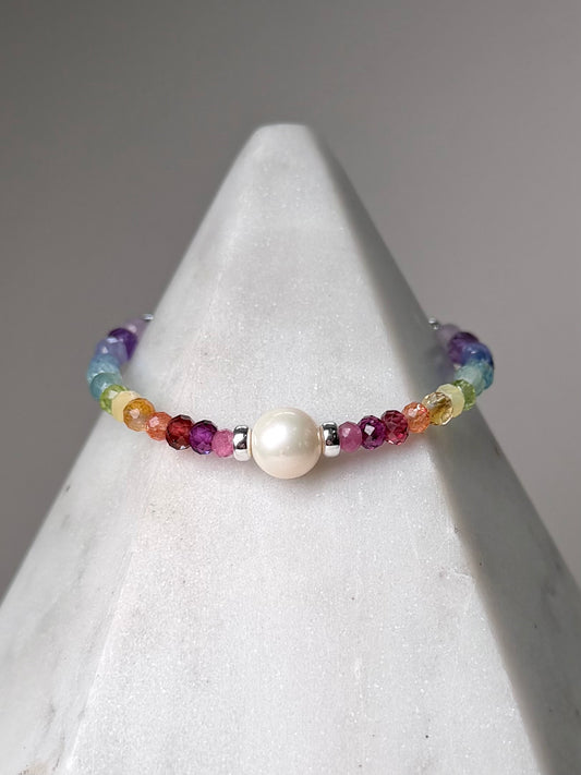 Rainbow Gemstone Bracelet | Sterling Silver