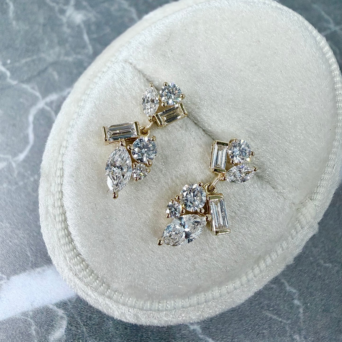 Diamond Cluster Earrings | 14k yellow Gold