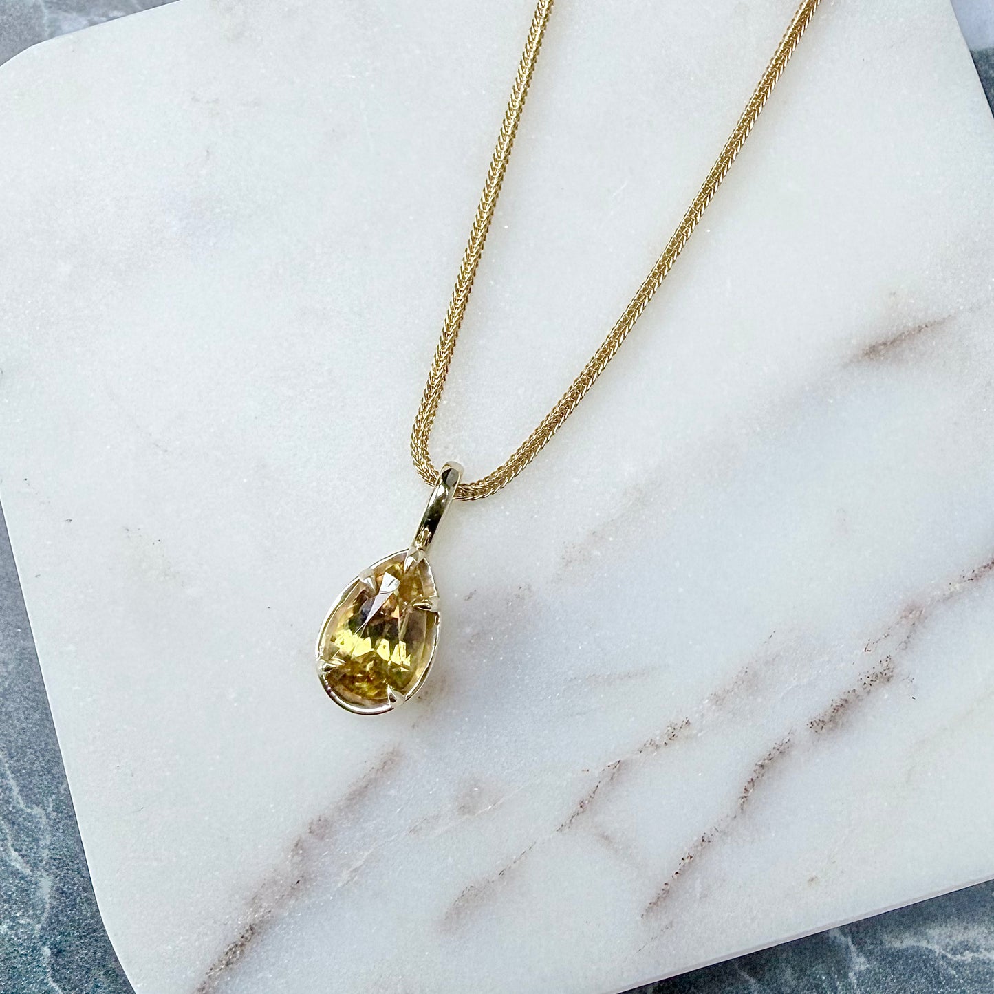 Golden Sphene Pendant | 14k Yellow Gold