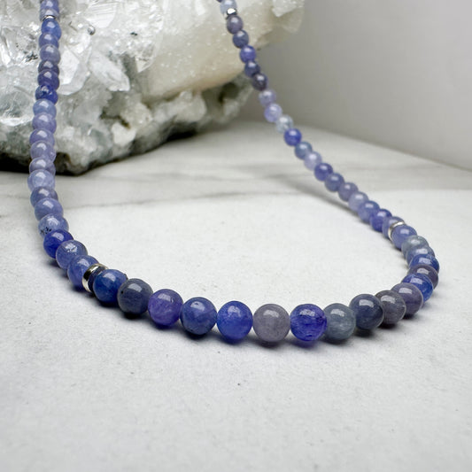 Beaded Tanzanite Necklace | Sterling Silver
