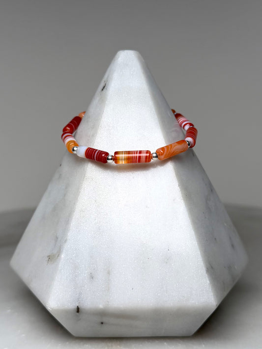 Orange Agate Bracelet | Sterling Silver