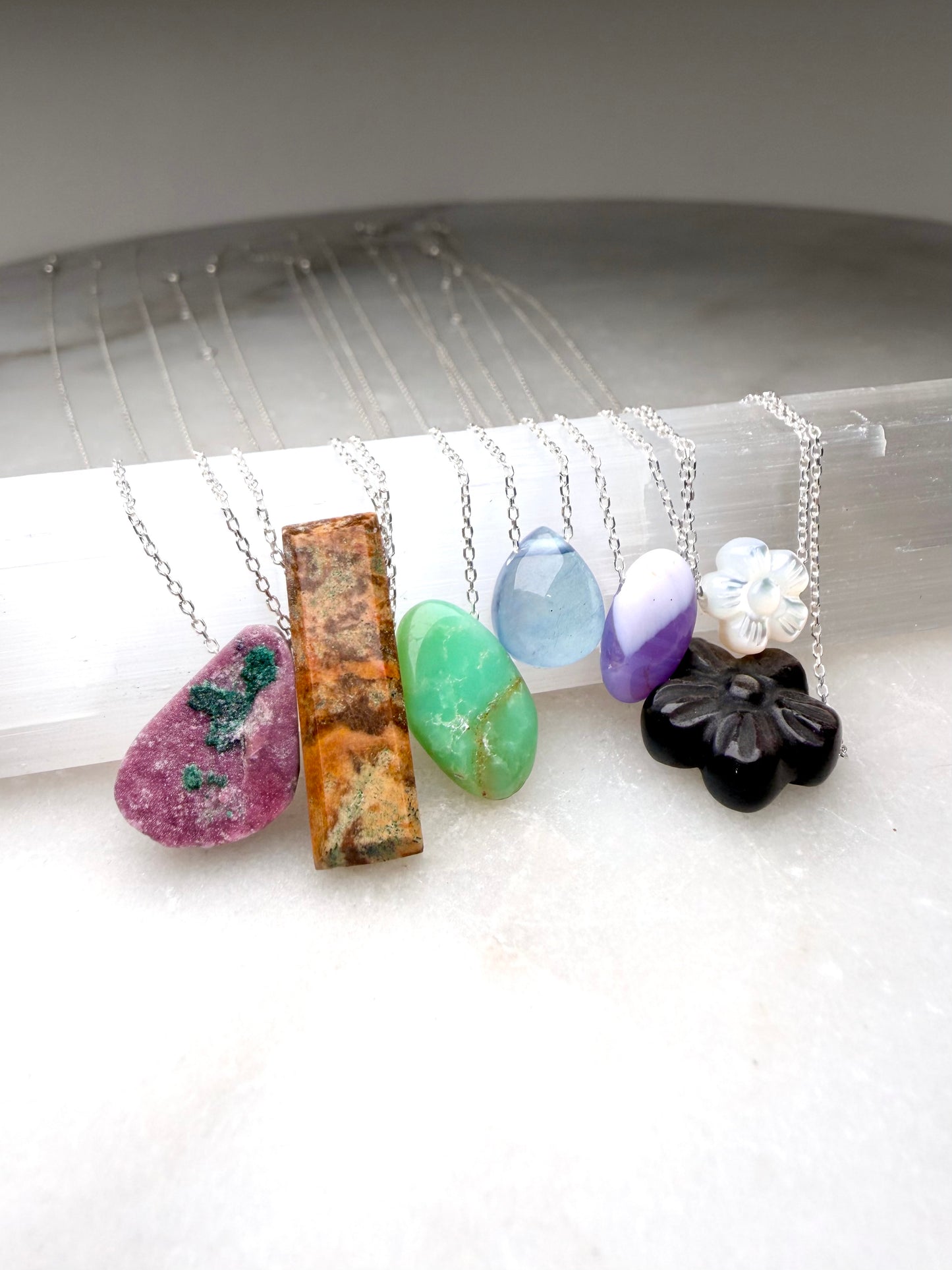 Purple Chalcedony Floating Necklace | Sterling Silver