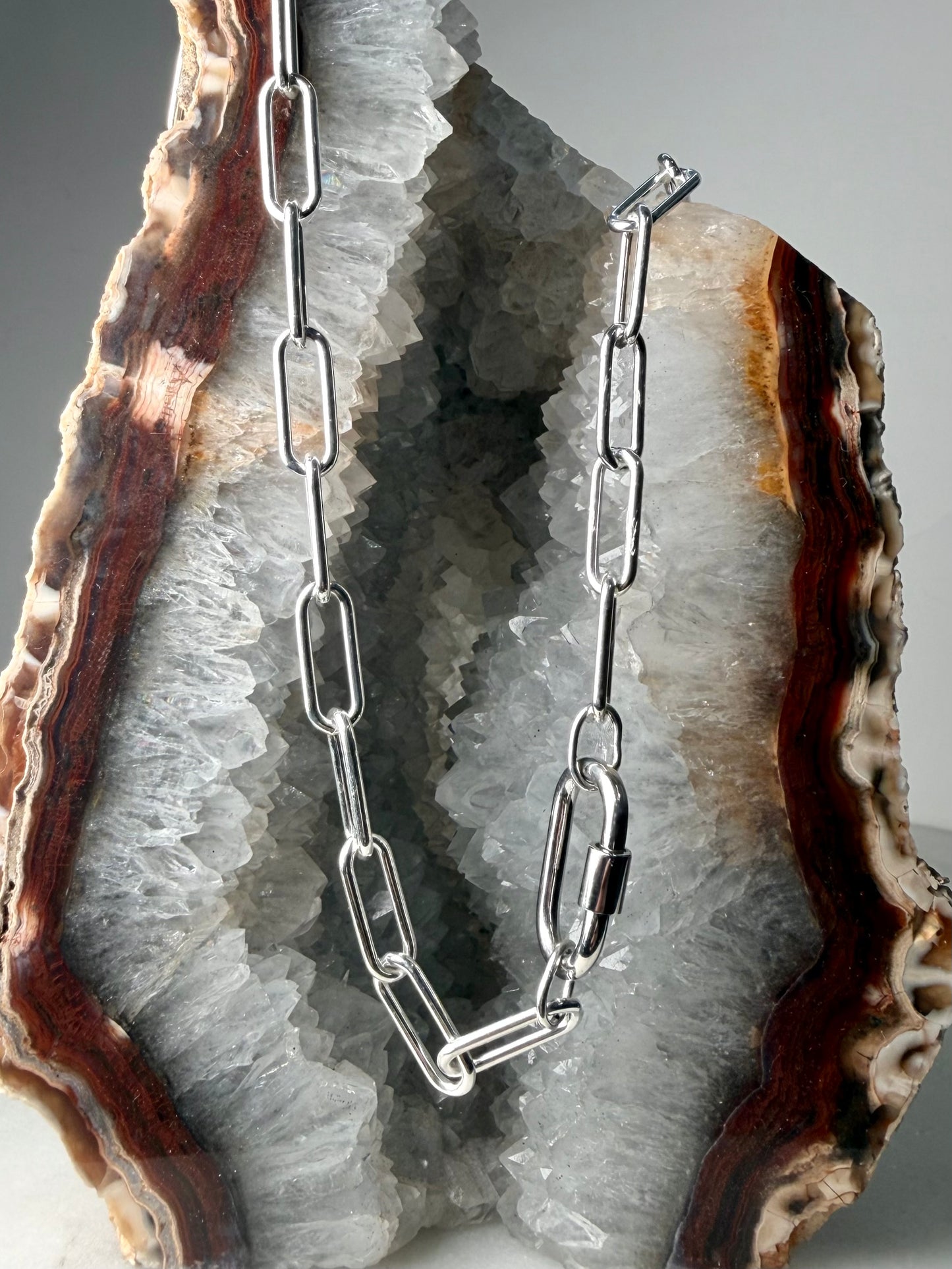 Carabiner Paperclip Chain Necklace | Sterling Silver