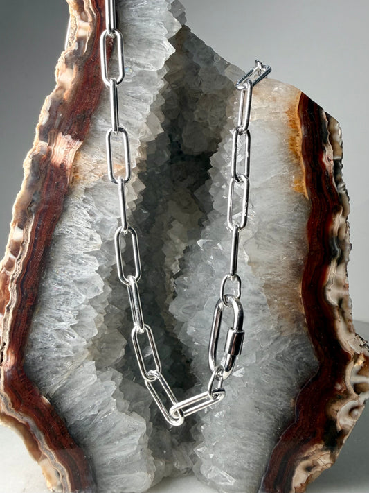 Carabiner Paperclip Chain Necklace | Sterling Silver
