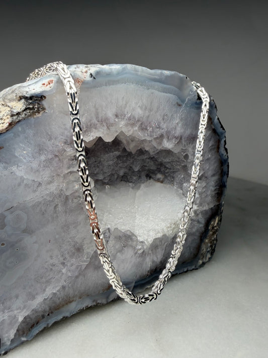 Square Byzantine Chain | 2mm Wide | Sterling Silver