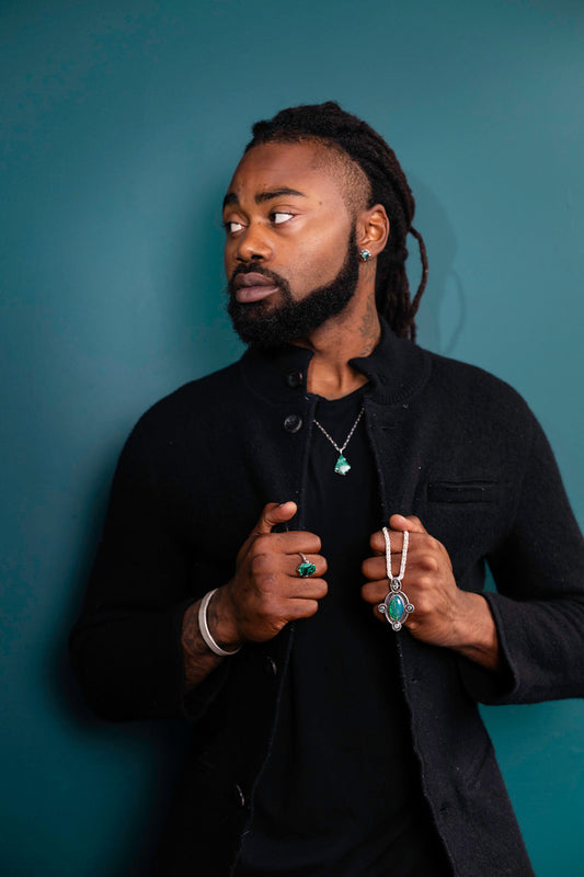 Black Opal + Sapphire Treasure Pendant | 14k Gold and Silver