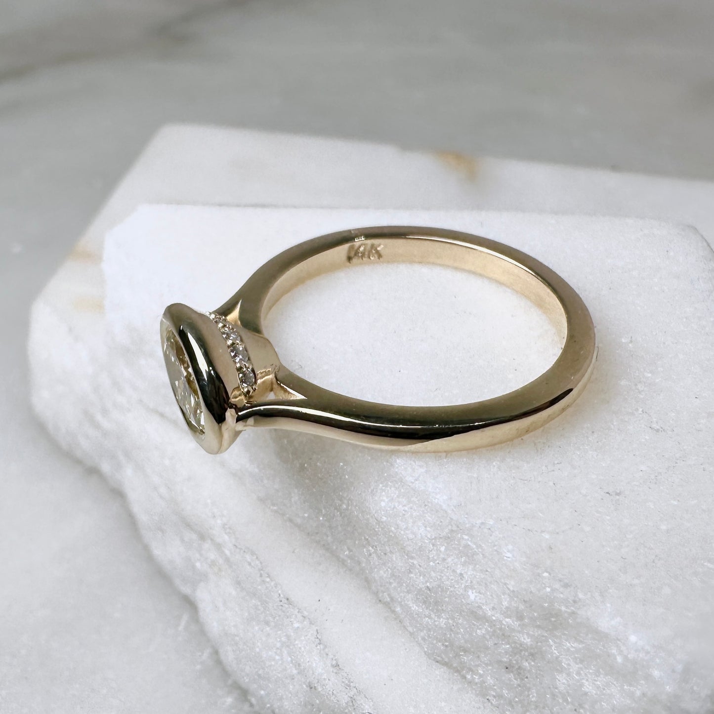 Yellow Diamond Hidden Halo Ring | 14k Yellow Gold