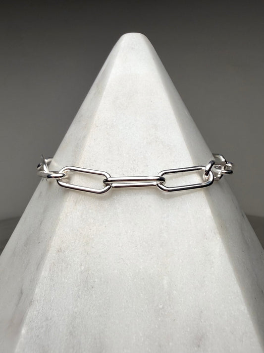 Paperclip Chain Bracelet | 6mm Wide | Sterling Silver