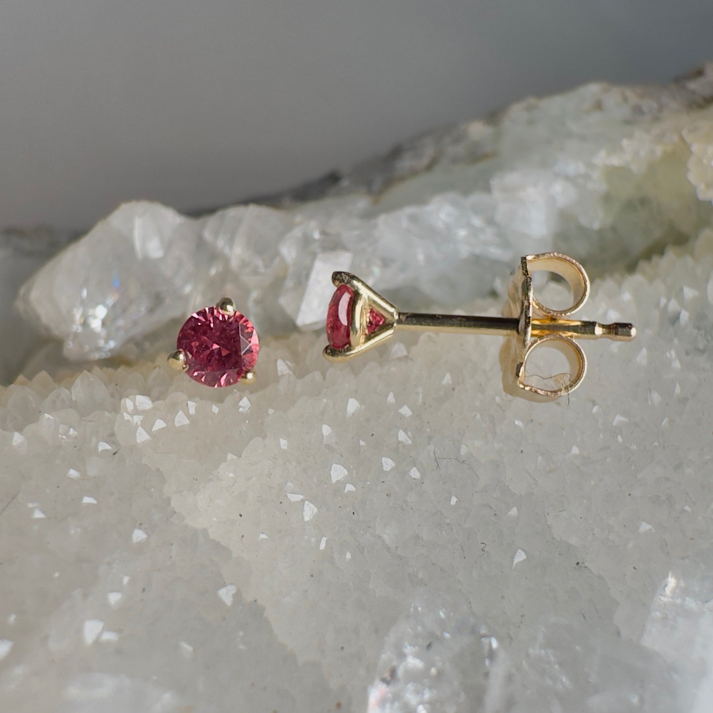 Coral Spinel Stud Earrings