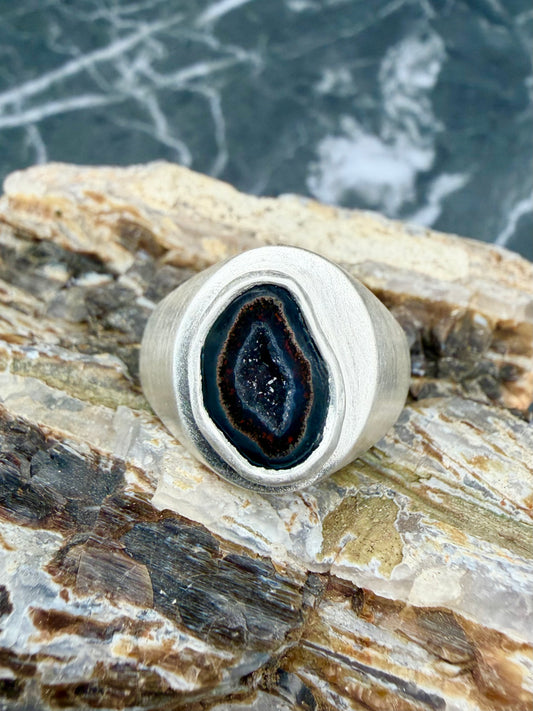 Geode Signet Ring | Sterling Silver