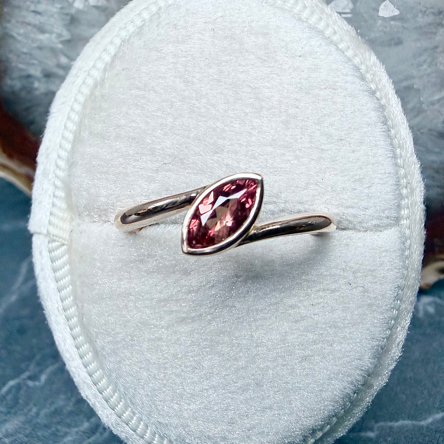 Coral Sapphire Asymmetrical Ring | 18k Rose Gold