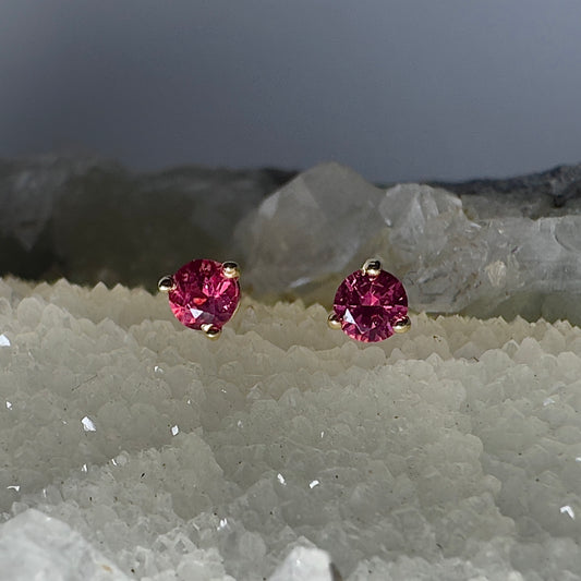 Coral Spinel Stud Earrings