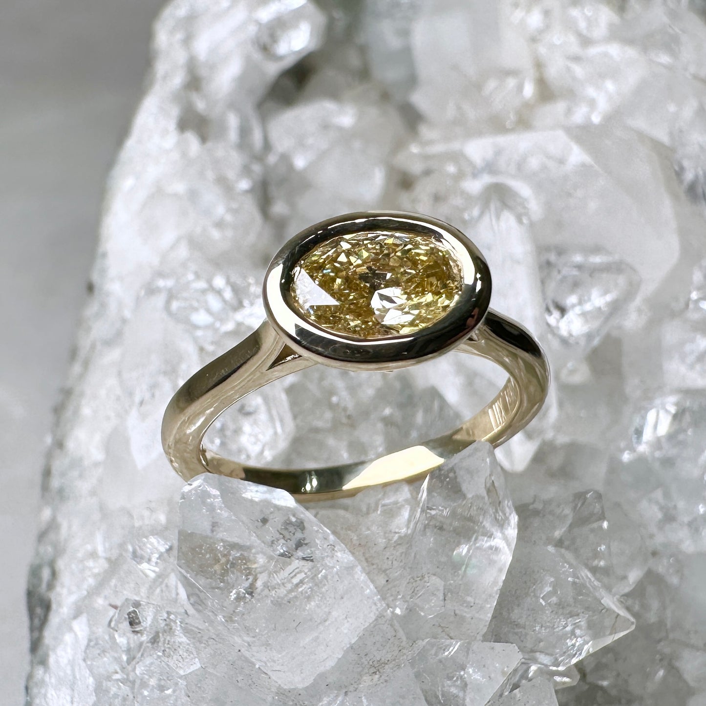 Yellow Diamond Hidden Halo Ring | 14k Yellow Gold