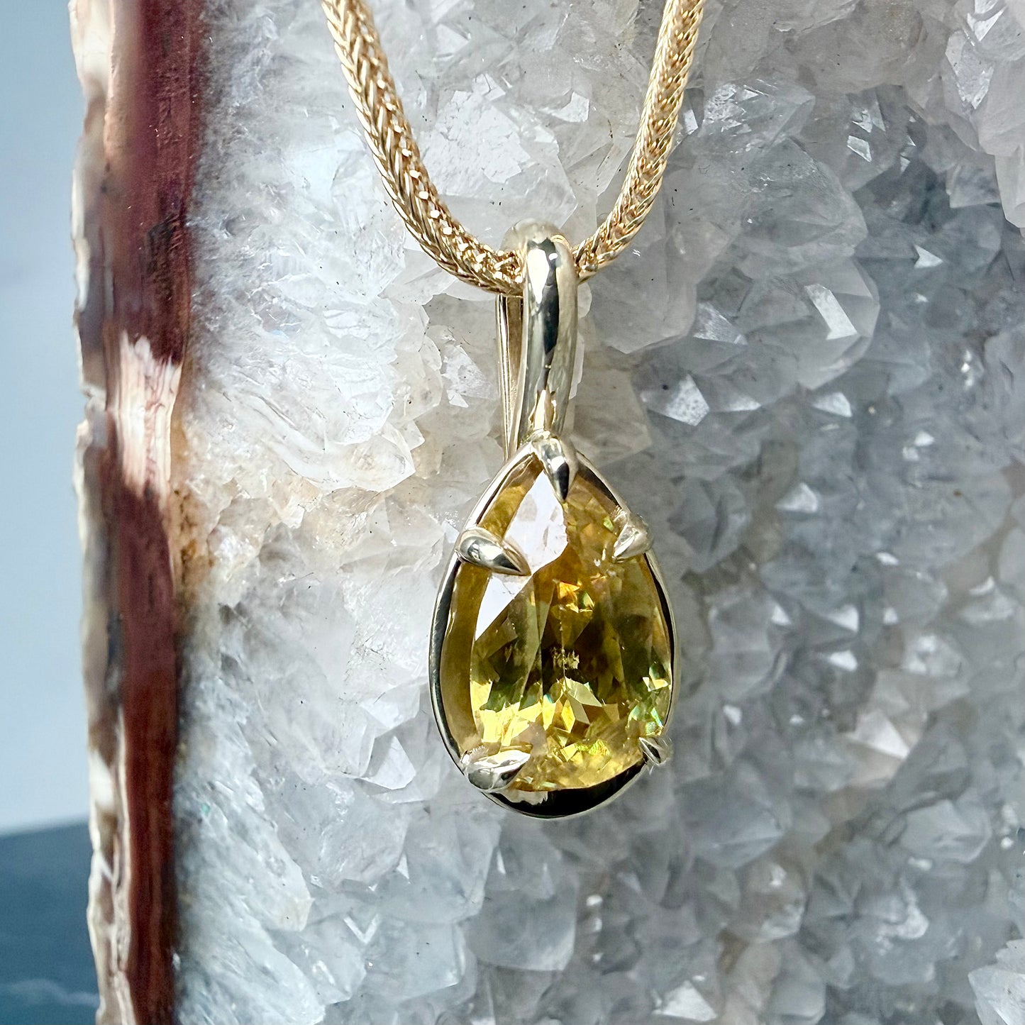 Golden Sphene Pendant | 14k Yellow Gold