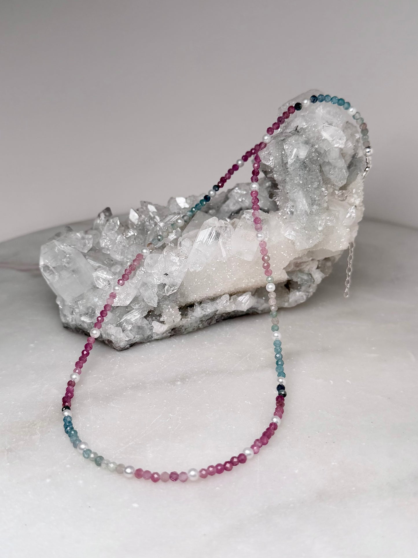 Tourmaline & Pearl Necklace | Sterling Silver