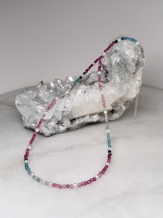 Tourmaline & Pearl Necklace | Sterling Silver