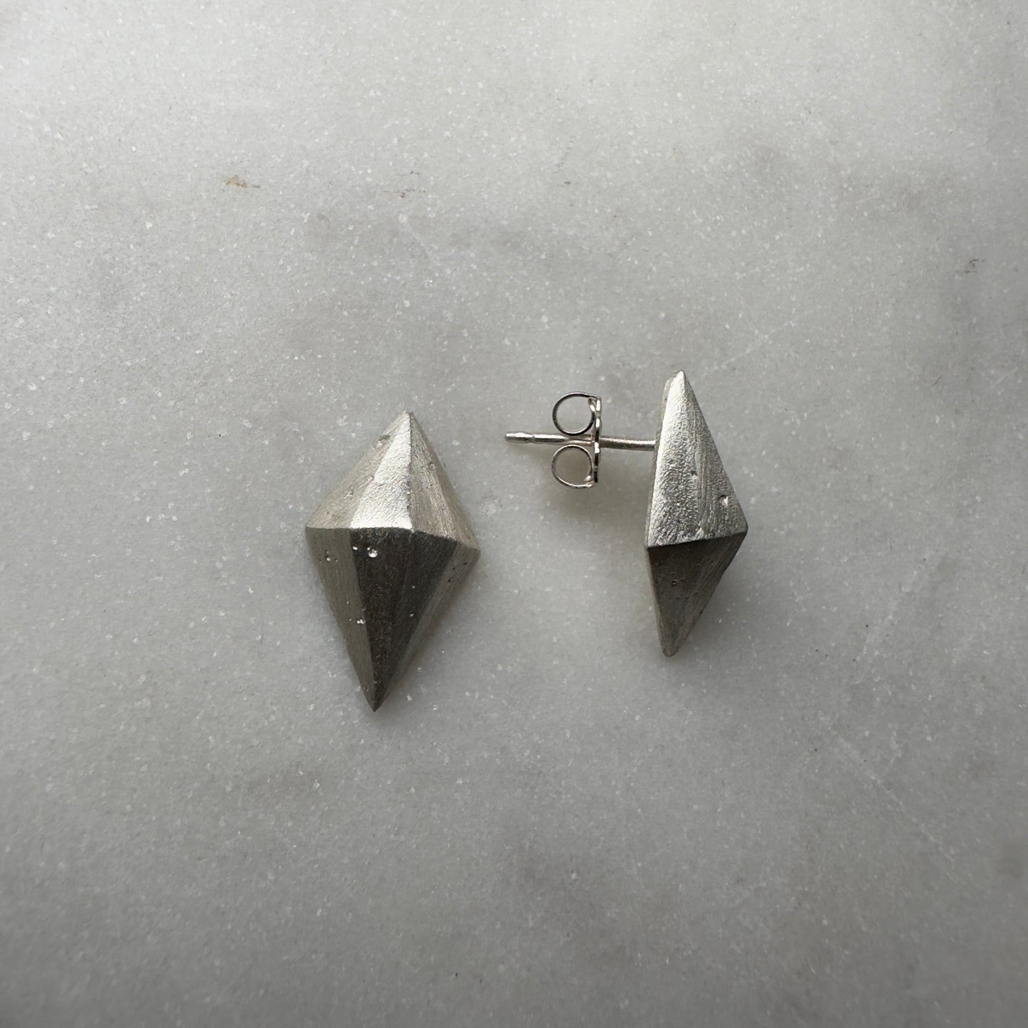 Diamond Shaped Geometric Stud Earrings | Sterling Silver