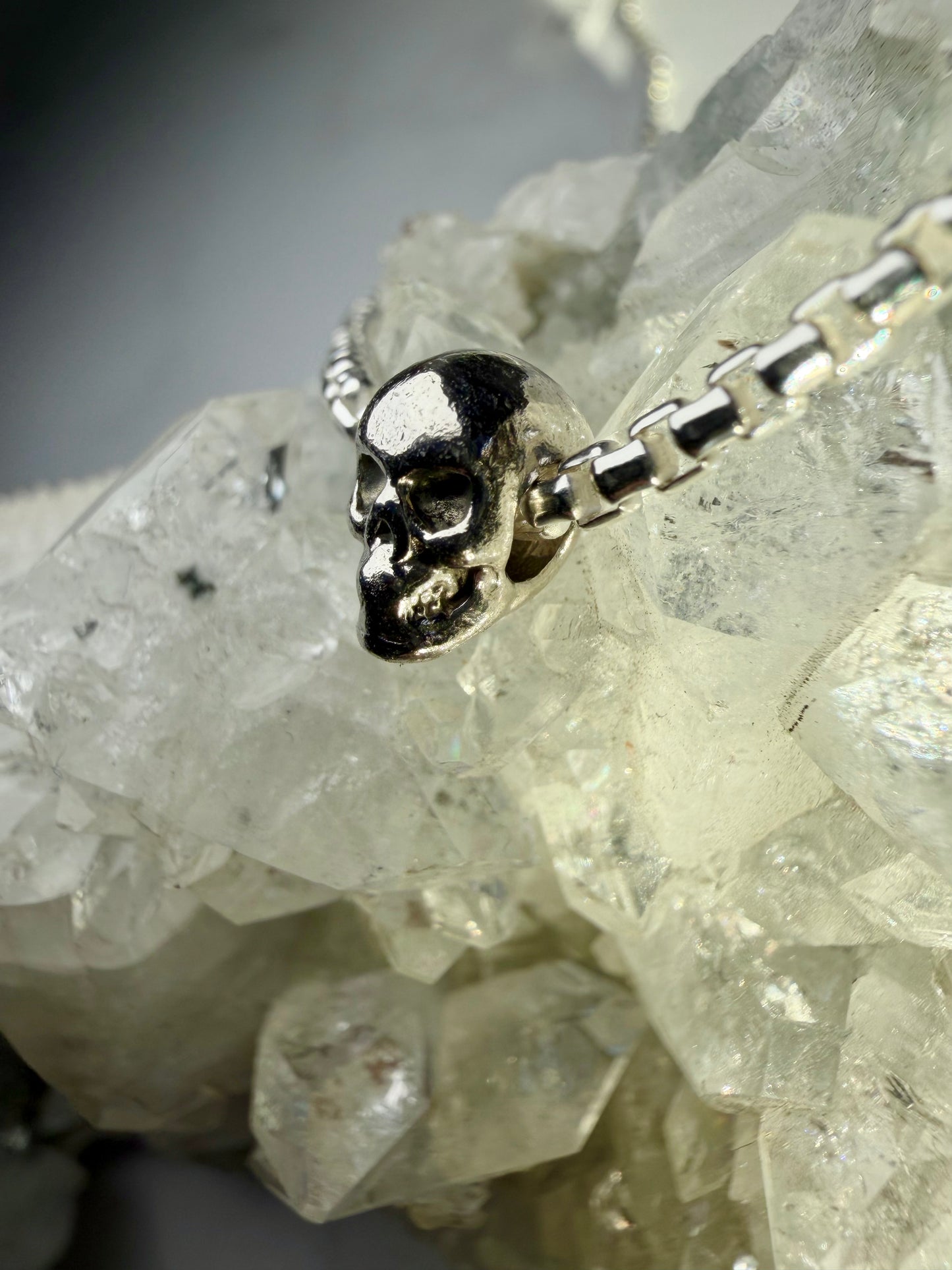 Mini Skull Chain Slide Charm | Platinum | LUX FORGE Legacy Collection