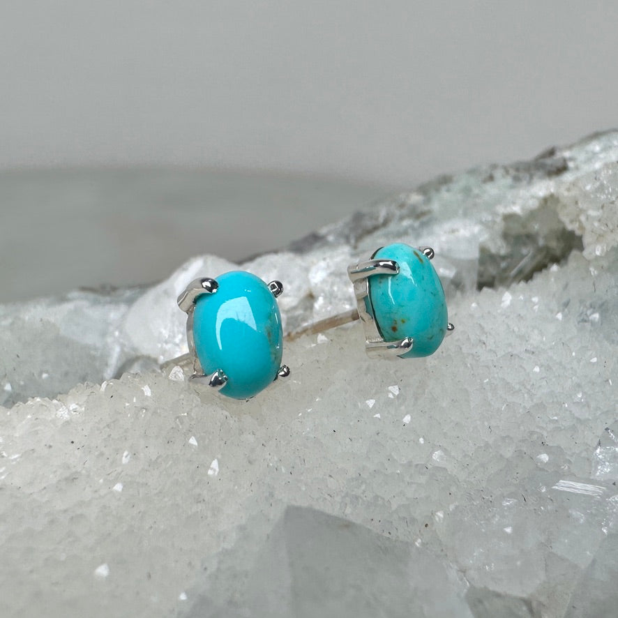 Turquoise Stud Earrings | Sterling Silver