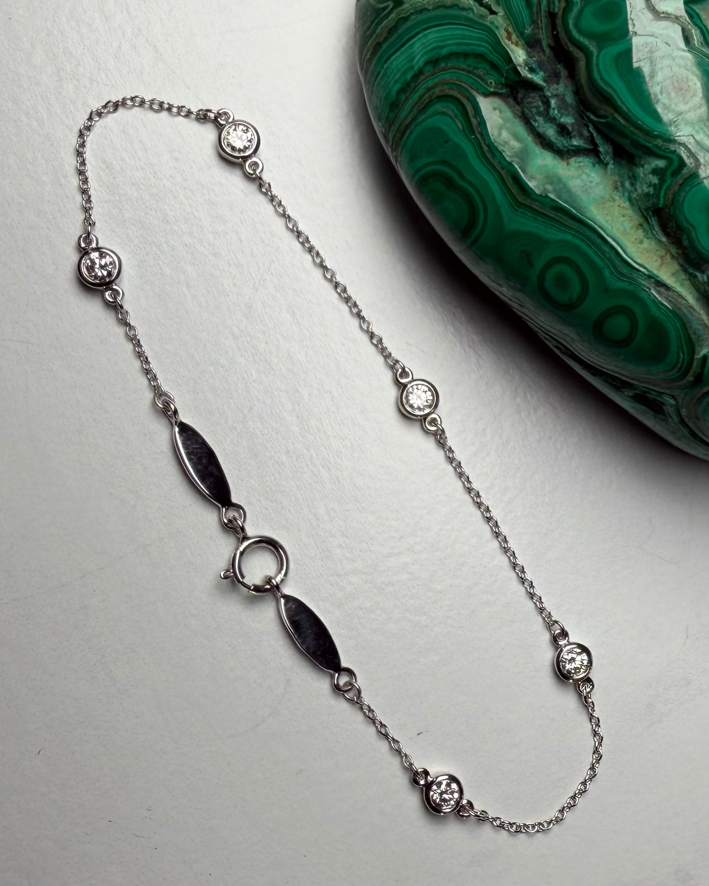 Diamond Station Bracelet | 14k White Gold