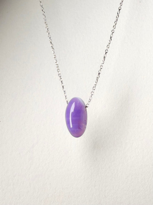 Purple Chalcedony Floating Necklace | Sterling Silver