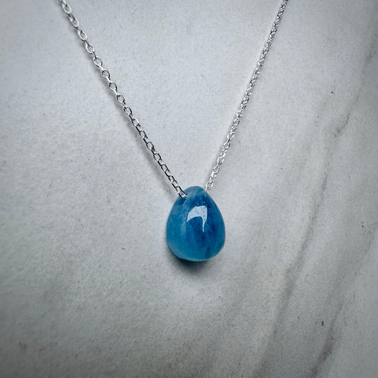 Aquamarine Floating Necklace | Sterling Silver